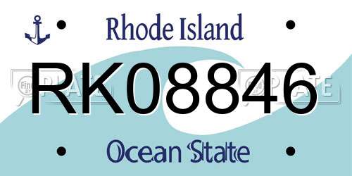 RK08846 Rhode Island License Plate