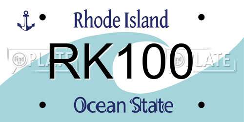 RK100 Rhode Island License Plate