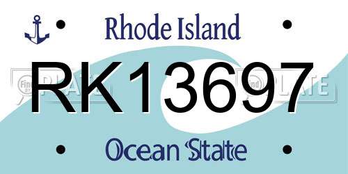 RK13697 Rhode Island License Plate