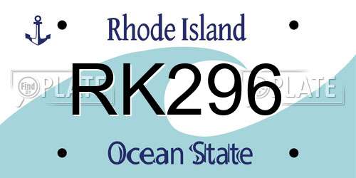 RK296 Rhode Island License Plate