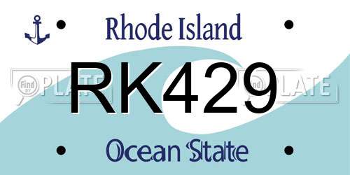 RK429 Rhode Island License Plate