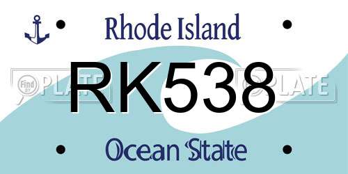RK538 Rhode Island License Plate
