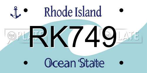 RK749 Rhode Island License Plate