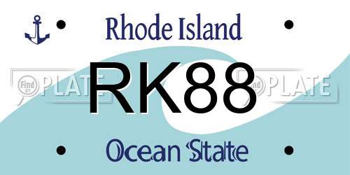 RK88 Rhode Island License Plate
