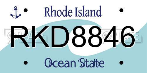 RKD8846 Rhode Island License Plate