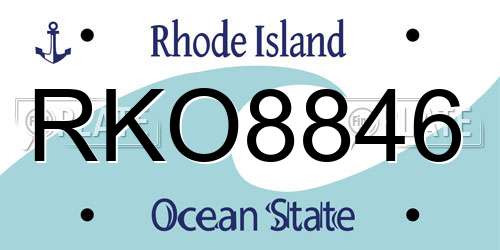 RKO8846 Rhode Island License Plate