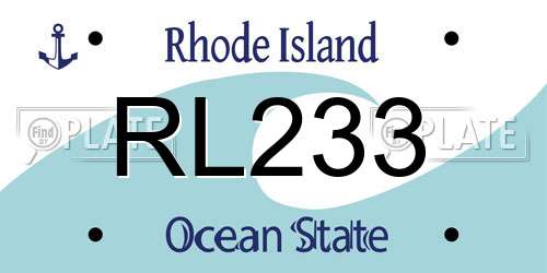 RL233 Rhode Island License Plate