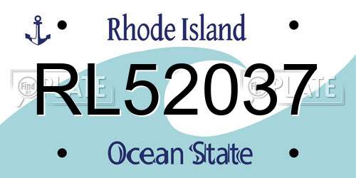 RL52037 Rhode Island License Plate