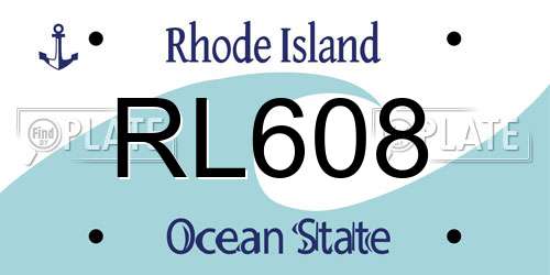RL608 Rhode Island License Plate