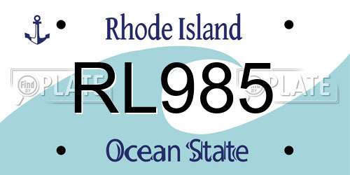 RL985 Rhode Island License Plate