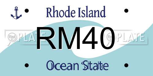 RM40 Rhode Island License Plate