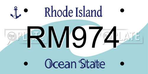 RM974 Rhode Island License Plate