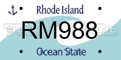 RM988 Rhode Island License Plate