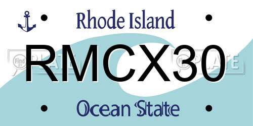 RMCX30 Rhode Island License Plate