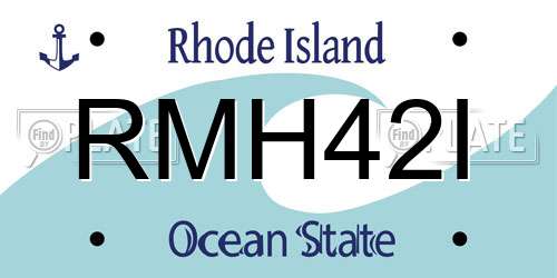 RMH42I Rhode Island License Plate