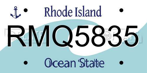 RMQ5835 Rhode Island License Plate