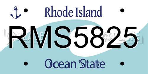 RMS5825 Rhode Island License Plate