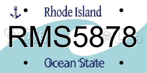 RMS5878 Rhode Island License Plate