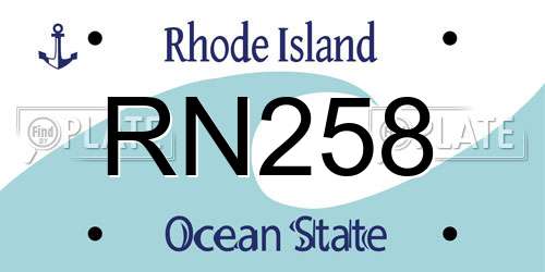 RN258 Rhode Island License Plate