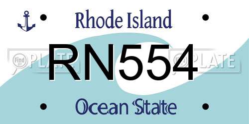 RN554 Rhode Island License Plate