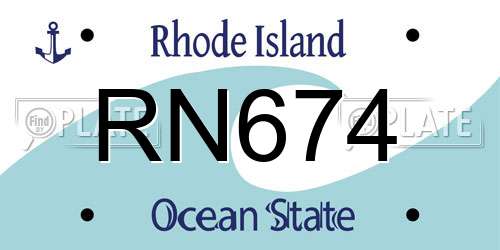 RN674 Rhode Island License Plate