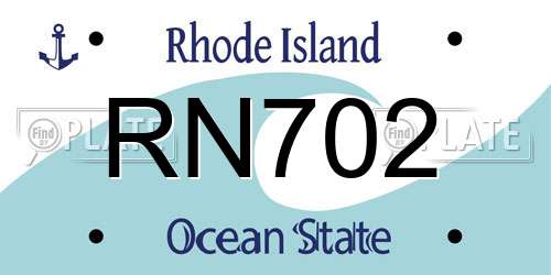 RN702 Rhode Island License Plate