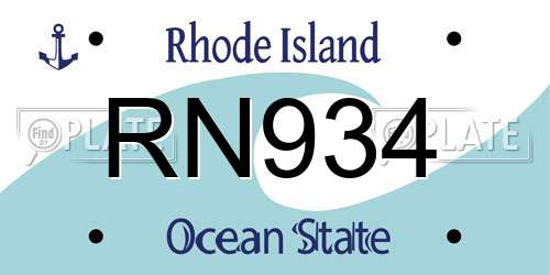 RN934 Rhode Island License Plate
