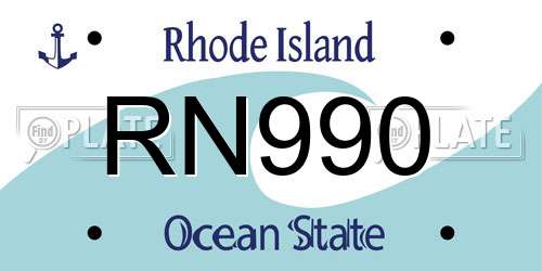 RN990 Rhode Island License Plate