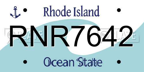 RNR7642 Rhode Island License Plate