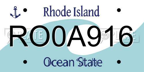 RO0A916 Rhode Island License Plate
