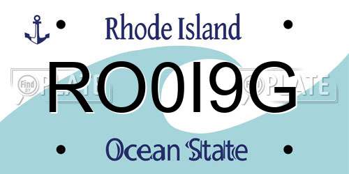 RO0I9G Rhode Island License Plate
