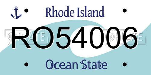 RO54006 Rhode Island License Plate