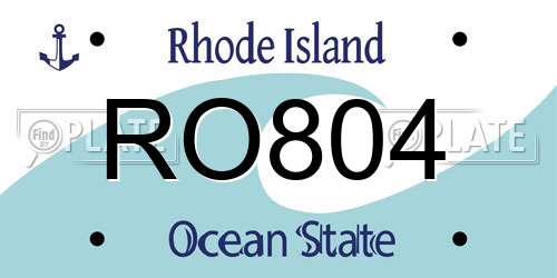 RO804 Rhode Island License Plate