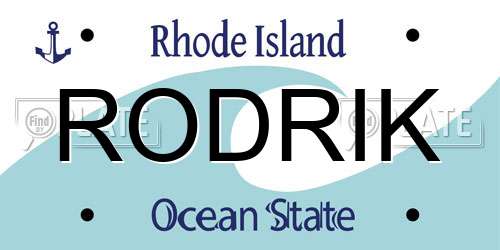 RODRIK Rhode Island License Plate