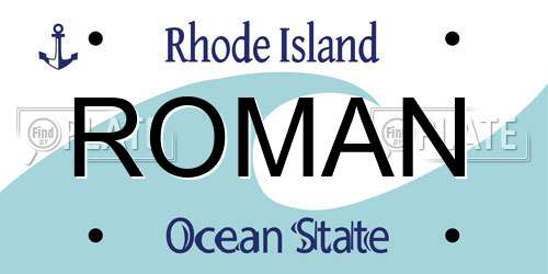 ROMAN Rhode Island License Plate