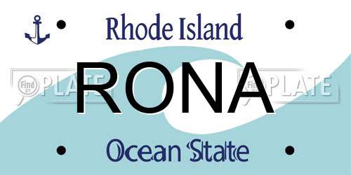 RONA Rhode Island License Plate