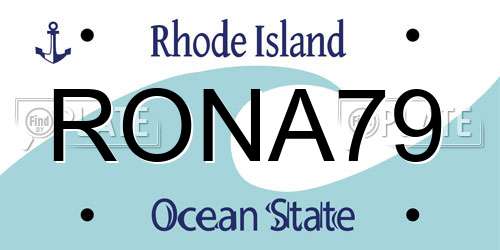 RONA79 Rhode Island License Plate