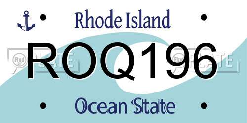 ROQ196 Rhode Island License Plate