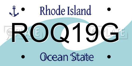 ROQ19G Rhode Island License Plate