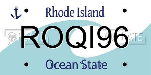 ROQI96 Rhode Island License Plate