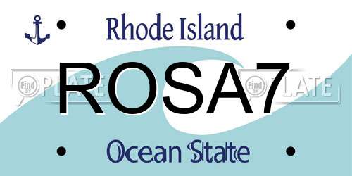 ROSA7 Rhode Island License Plate
