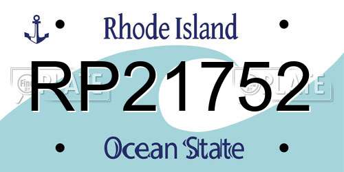 RP21752 Rhode Island License Plate