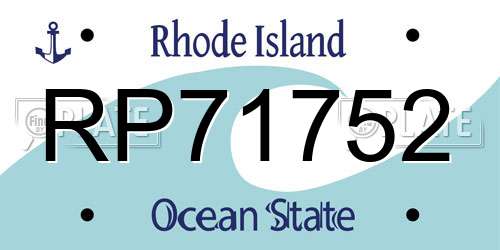 RP71752 Rhode Island License Plate