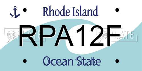 RPA12F Rhode Island License Plate