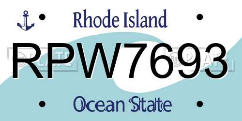 RPW7693 Rhode Island License Plate