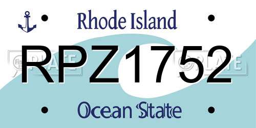 RPZ1752 Rhode Island License Plate