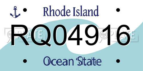 RQ04916 Rhode Island License Plate