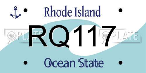 RQ117 Rhode Island License Plate