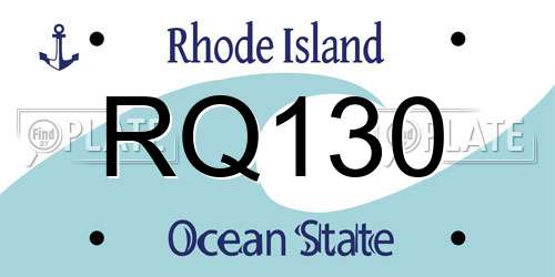 RQ130 Rhode Island License Plate