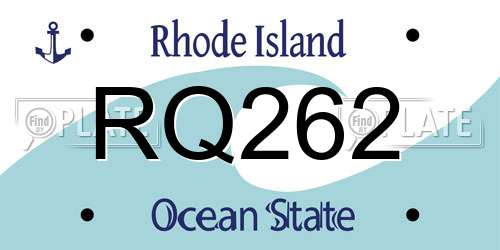 RQ262 Rhode Island License Plate